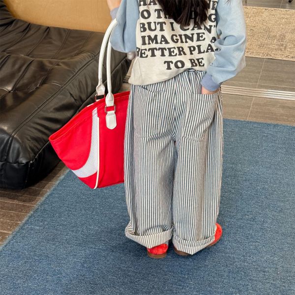 素色卡通塗鴉水洗棉休閒長褲(3色) 