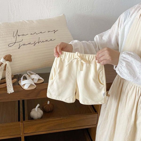 百搭素色綁繩式高腰短褲 