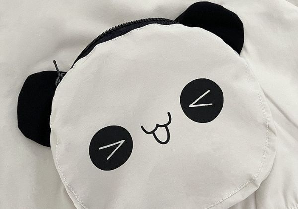 貓熊貼布防風連帽外套 