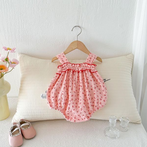 可愛粉系草莓櫻桃背帶包屁衣 