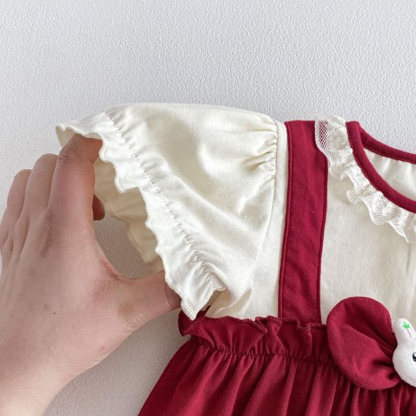 假兩件兔子蝴蝶結包屁衣 