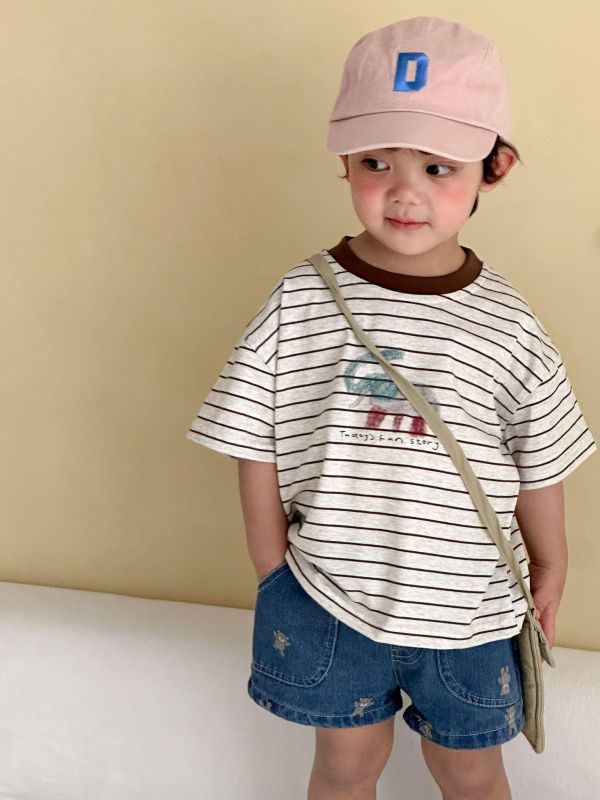 大象印花條紋寬鬆上衣 