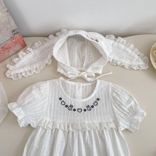 簡約兔子刺繡包屁衣+兔耳帽 