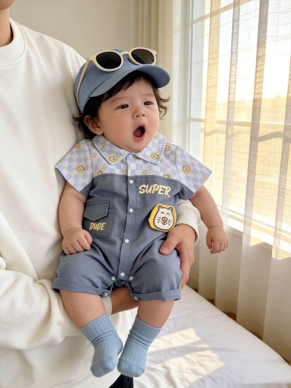 假兩件工裝前後獅子連身裝 