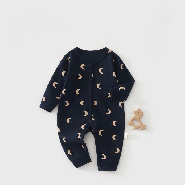 新生兒月亮開釦棉質連身裝 