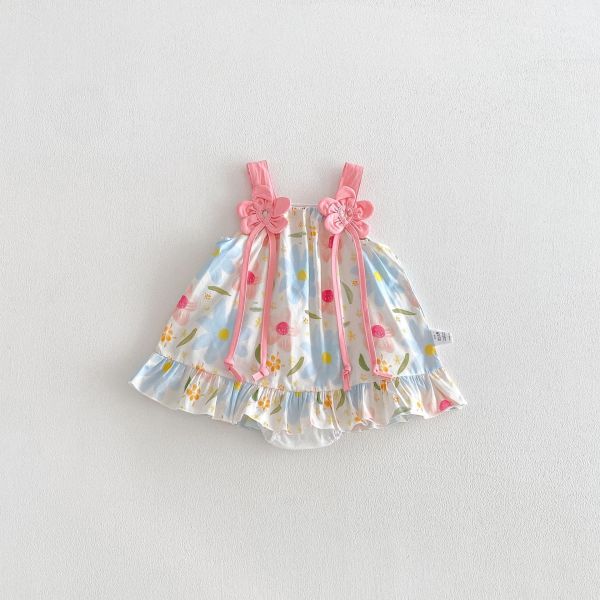 滿印碎花小花背帶包屁裙 