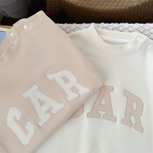 CAR字母刺繡素色連身裝 