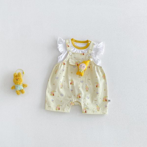 飛袖背心+可愛立體星星人吊帶褲 