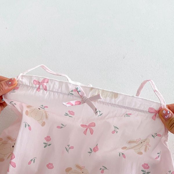 兩件式-木耳背心上衣+蝴蝶結吊帶包屁衣 