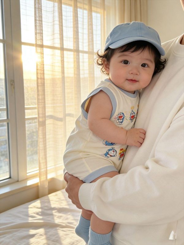 可愛小叮噹印花背心式連身裝 