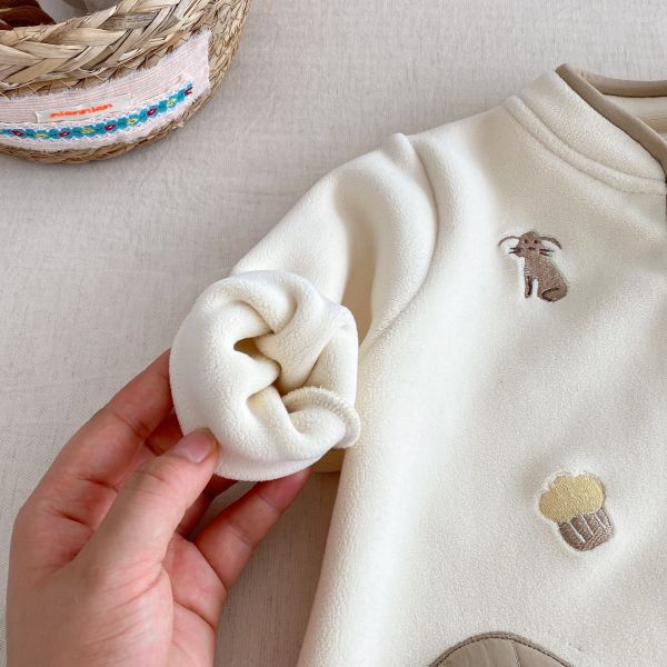 可愛小房子刺繡絨面連身裝 