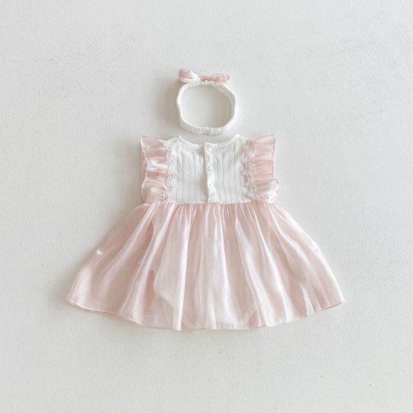 公主蝴蝶結假兩件短/長袖包屁裙(含頭飾) 