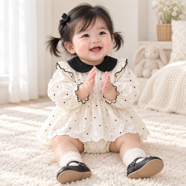 小香風點點娃娃領包屁裙 