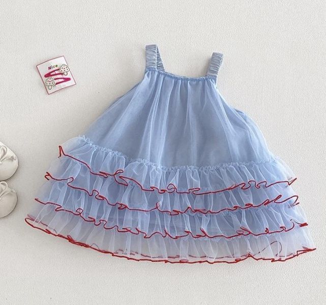 氣質甜美背帶網紗蛋糕連身裙 