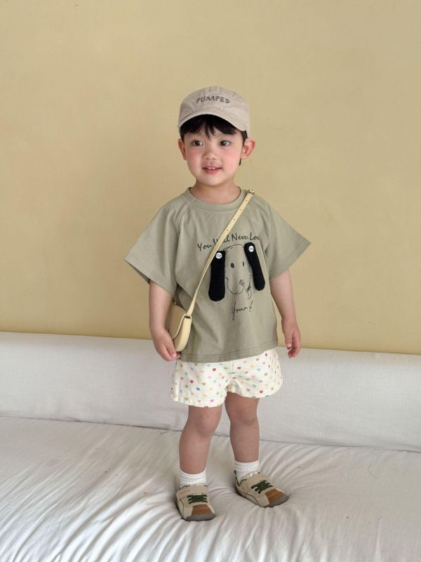 立體狗狗耳朵素色T恤上衣 