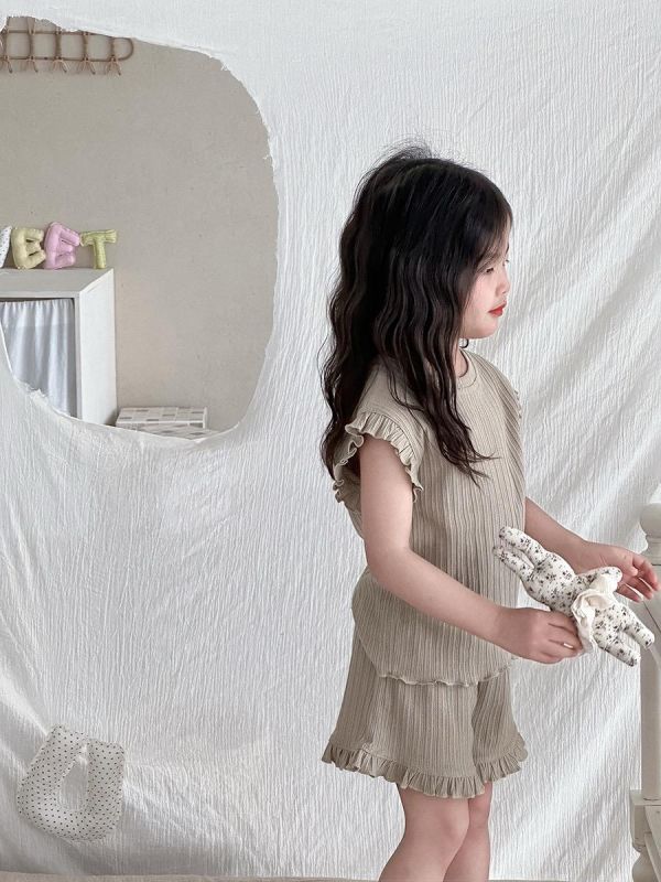 素色荷葉邊透氣可外穿居家套裝(6色) 