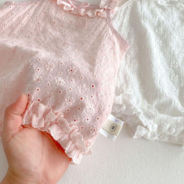 可愛素色木耳背帶蝴蝶結包屁衣 