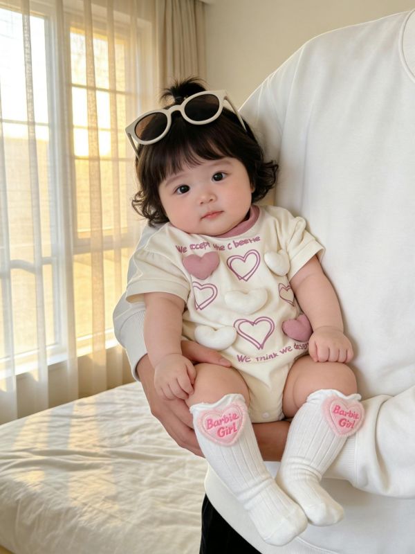 立體愛心可愛印花包屁衣(2色) 