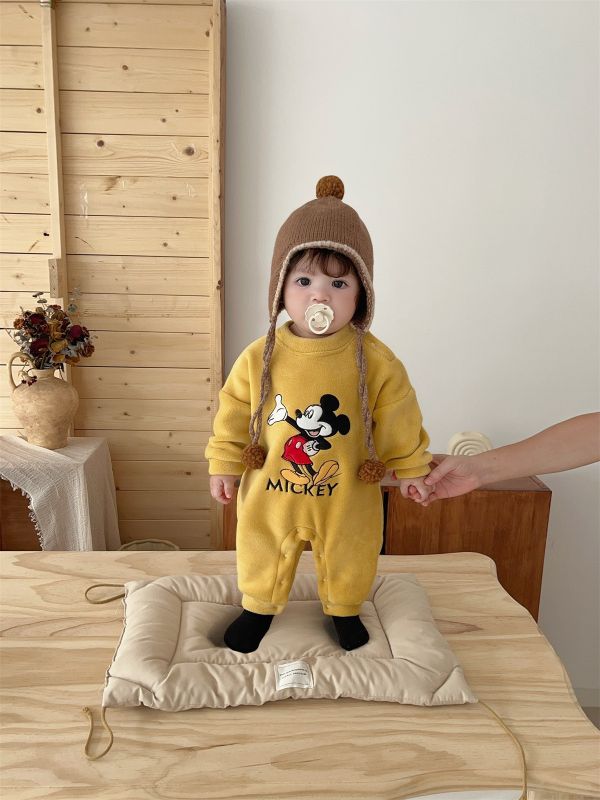 迪士尼刺繡加絨素色連身裝(4款) 