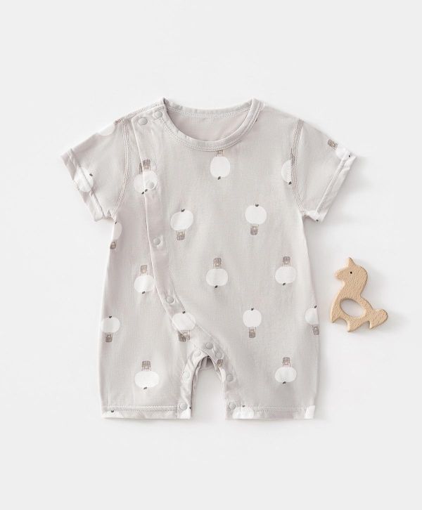 新生兒側開夏季可愛連身裝 