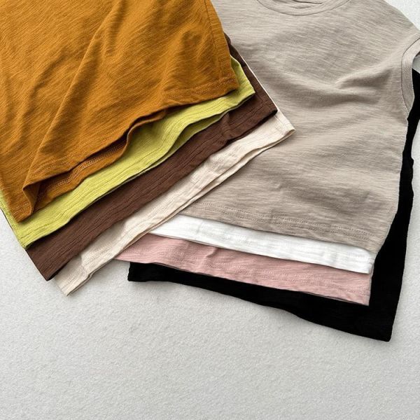 基礎素色竹節棉落肩透氣背心 