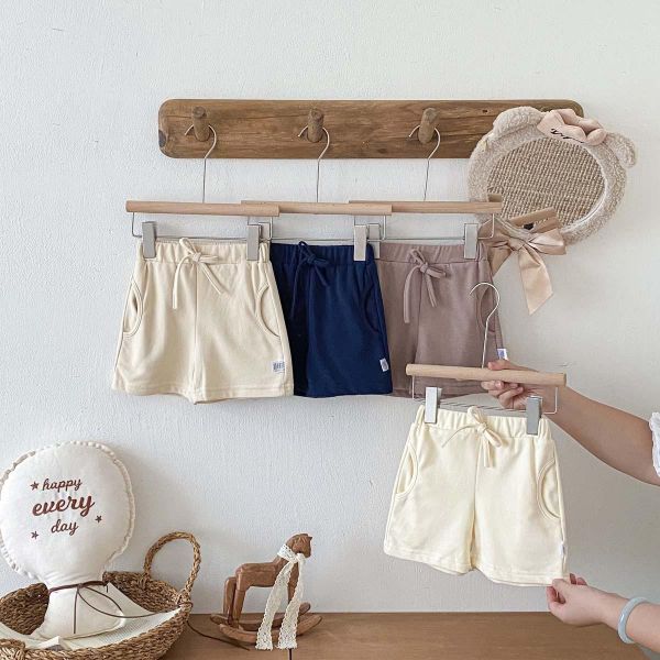 百搭素色綁繩式高腰短褲 