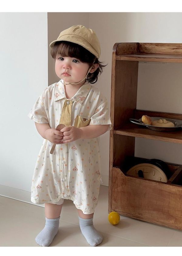 生日狗狗點點可拆式領帶襯衫連身裝 