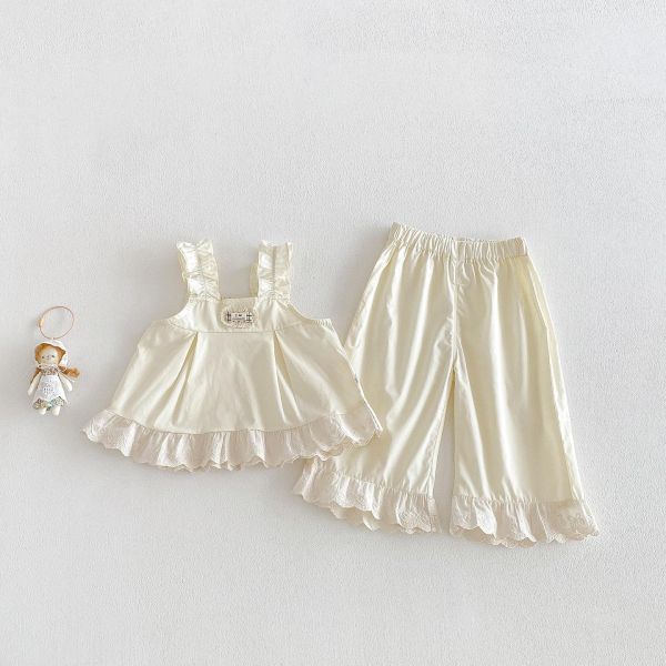 氣質花邊蕾絲拼接背心兩件式套裝 