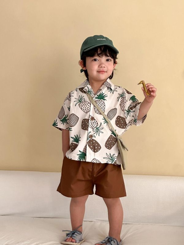 男女童夏日鳳梨兩件式套裝 