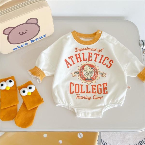 字母狗狗印花壓邊包屁衣+襪 