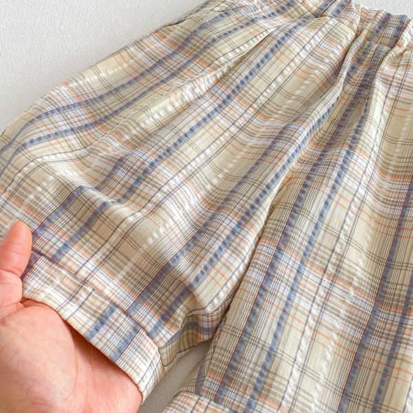 復古英倫格紋燈籠短褲 