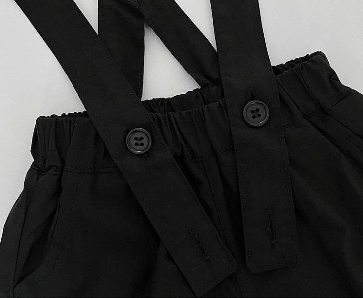 可拆式大象領帶襯衫+西裝吊帶短褲套裝 