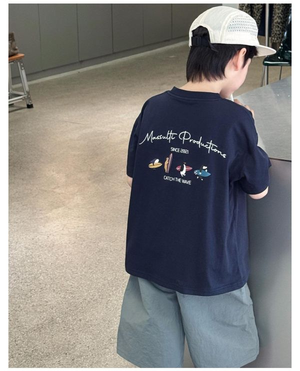 日系衝浪字母印花T恤上衣 