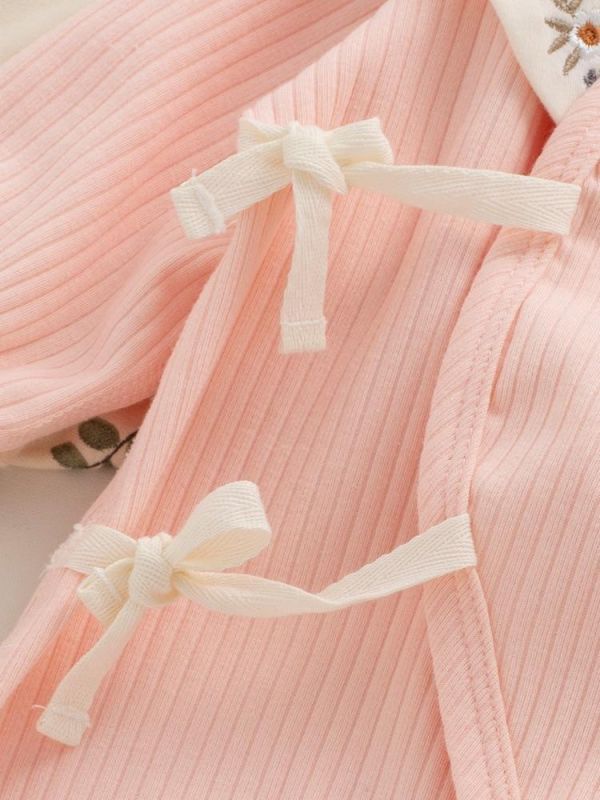 新生兒棉質碎花圍兜連身裝 