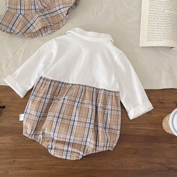 假兩件紳士寶寶包屁衣(含帽) 