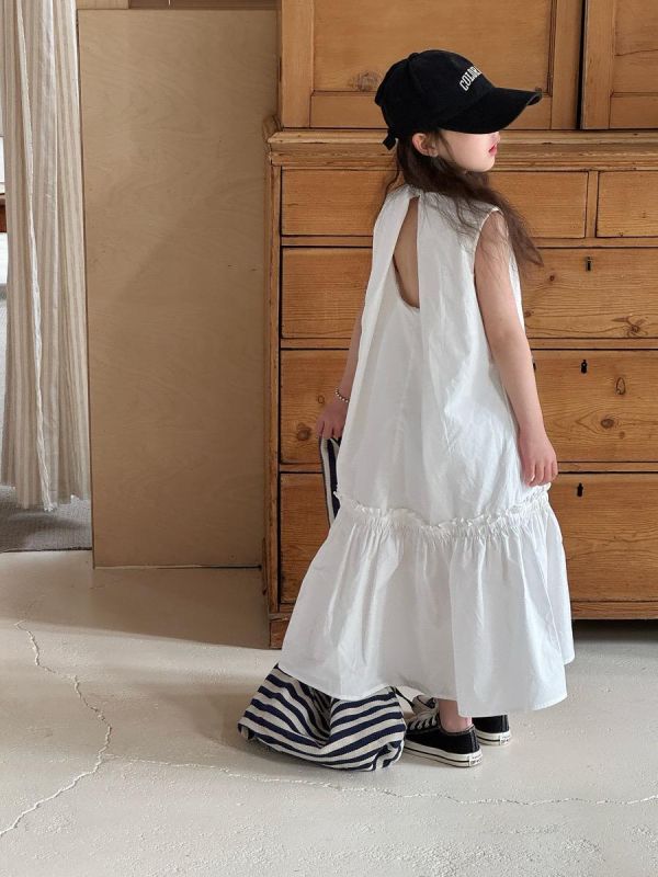 素色下擺抓皺拼接連身洋裝 