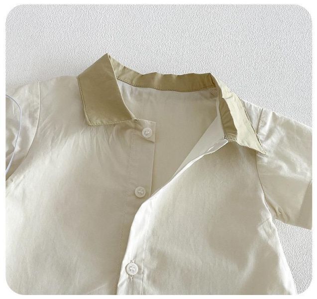 翻領可拆式恐龍領帶襯衫連身裝 