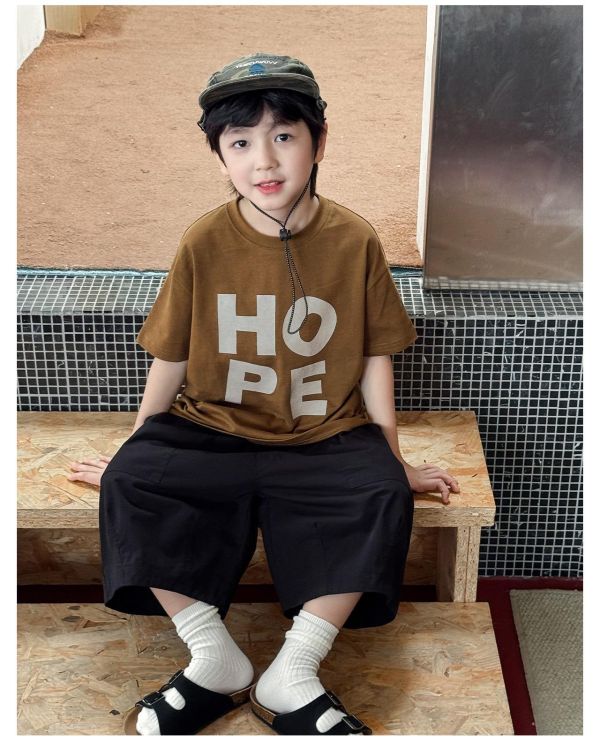 Hope字母素色T恤上衣 