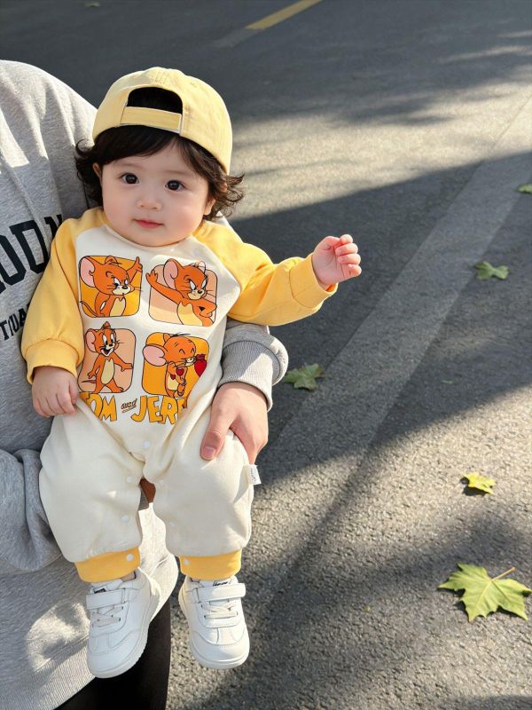 傑利鼠與湯姆貓印花拼袖連身裝 