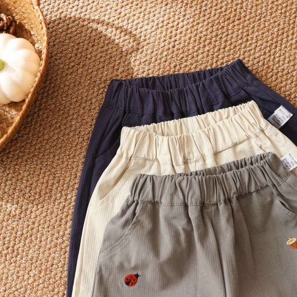 百搭素色瓢蟲刺繡休閒褲 