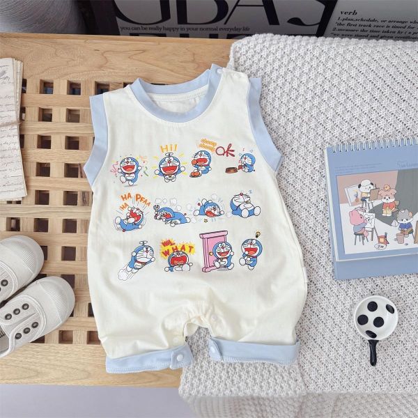 可愛小叮噹印花背心式連身裝 