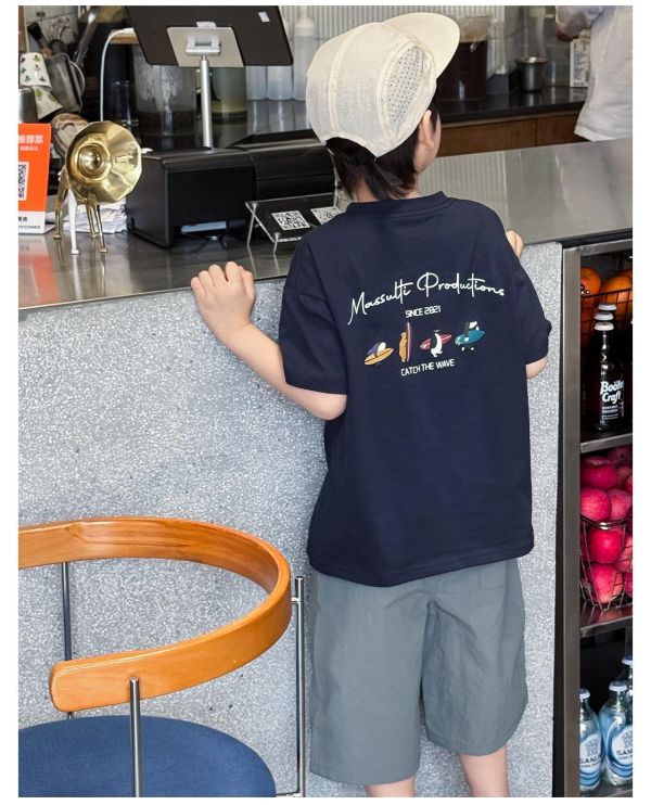 日系衝浪字母印花T恤上衣 