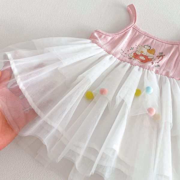 卡通塗鴉背心網紗公主裙 