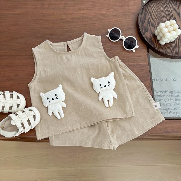 立體可愛貓咪娃娃背心套裝 