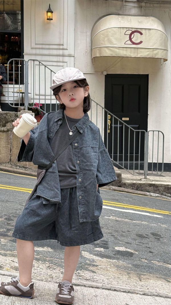 豹紋牛仔休閒兩件式套裝(2色) 