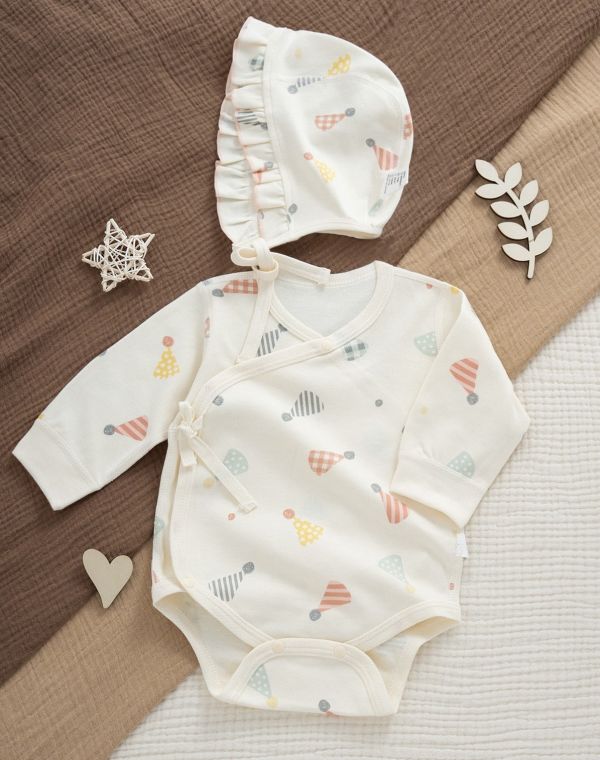 新生兒生日帽印花包屁衣/連身裝 