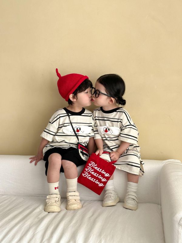 男女童條紋連身洋裝/套裝 