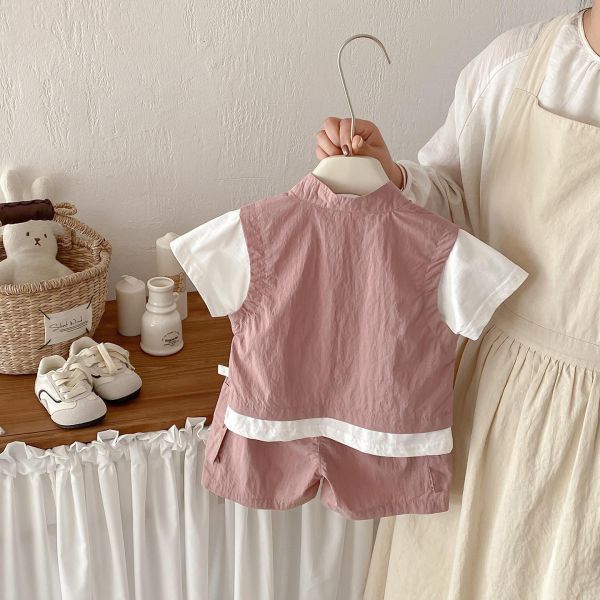 假兩件運動風拉鍊兩件式套裝 