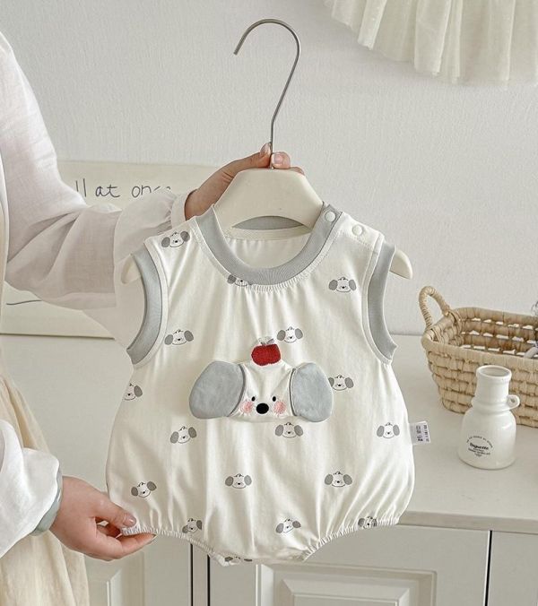 立體可愛狗狗背心式包屁衣 