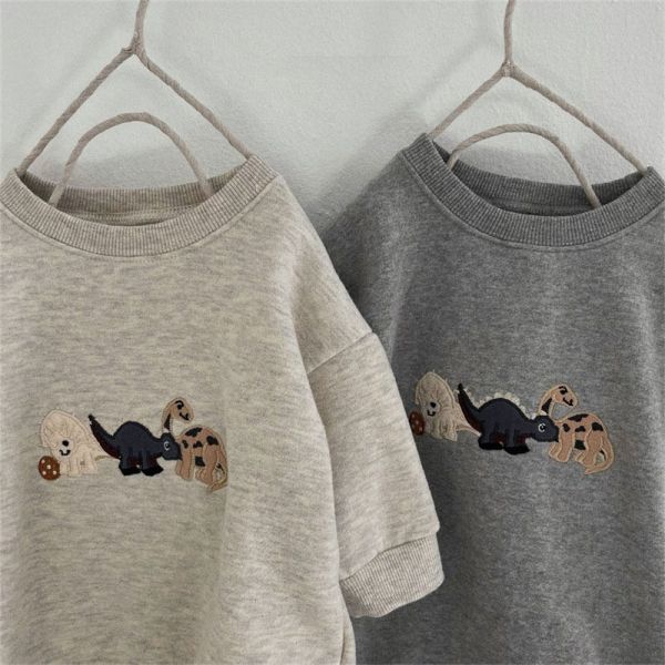 恐龍刺繡素色包屁衣 